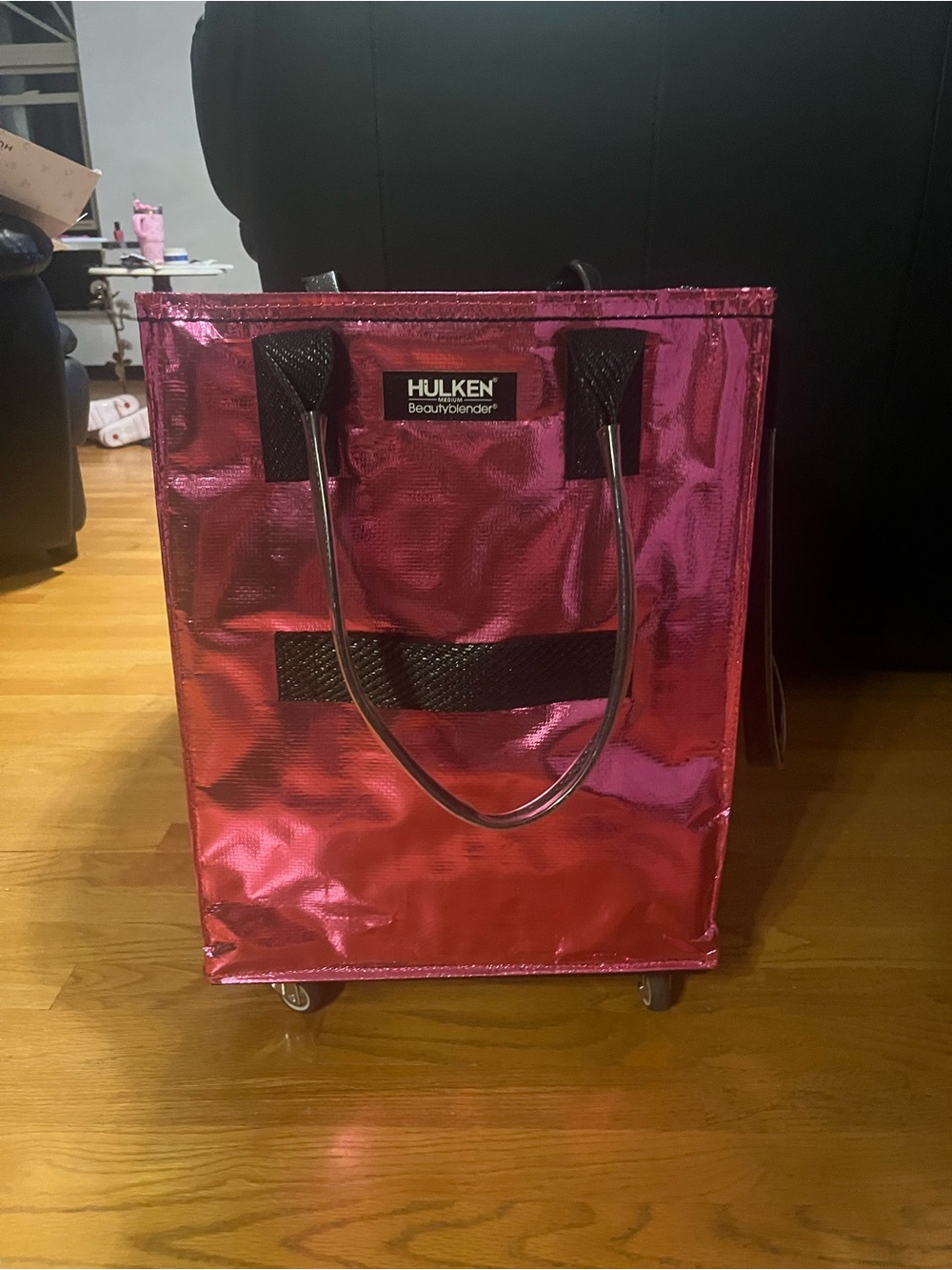 Hulken Beautyblender Collab Metallic Pink Rolling Tote Bag